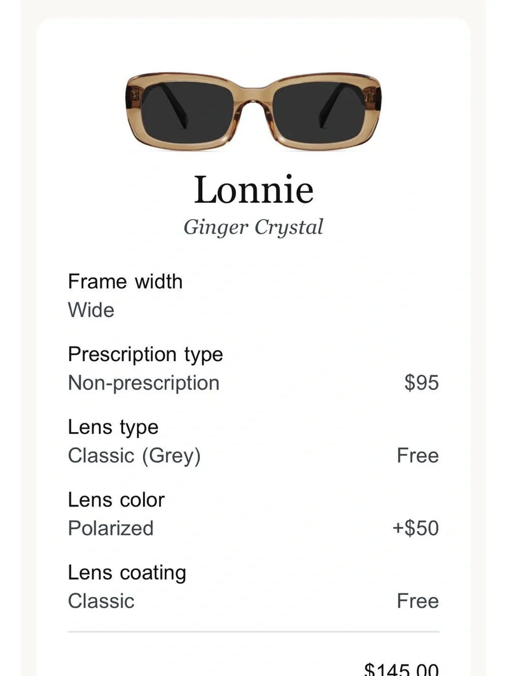 Warby Parker Lonnie Sunglasses in Light Tortoiseshell with Polarized Lenses